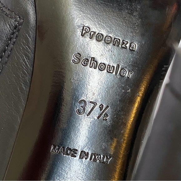 PROENZA SCHOULER black leather tie strap curved heel pointed ankle boots booties - Picture 9 of 12